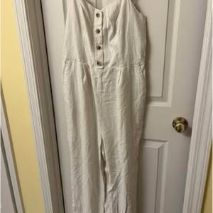 Old Navy Off-White Button-Front Jumpsuit